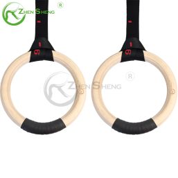 Wood Professional Gymnastic Ring with Adjustable Strap
