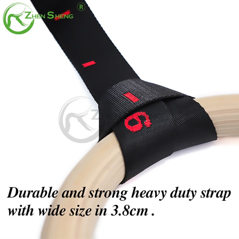 Wood Gymnastic Ring with Adjustable Strap