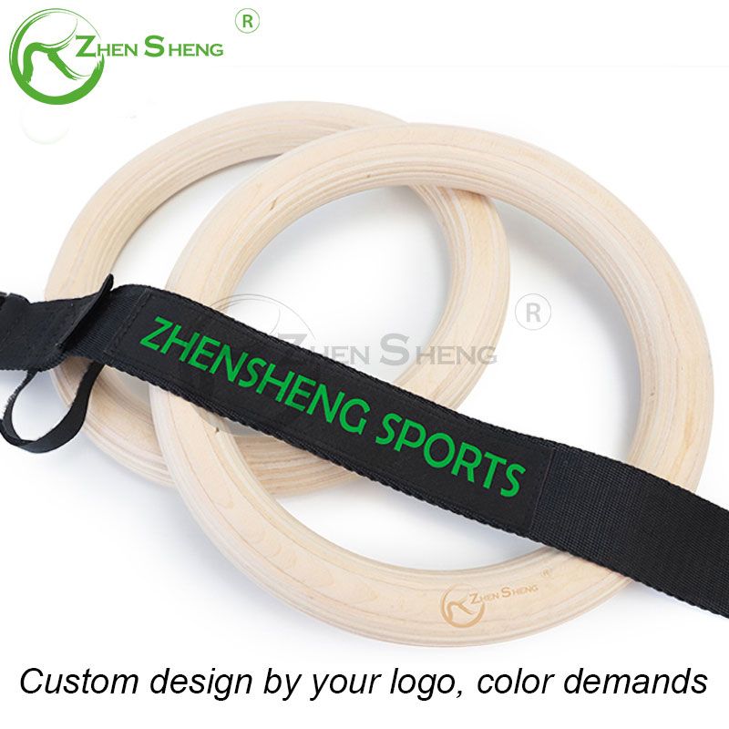 Wood Gymnastic Ring with Adjustable Strap