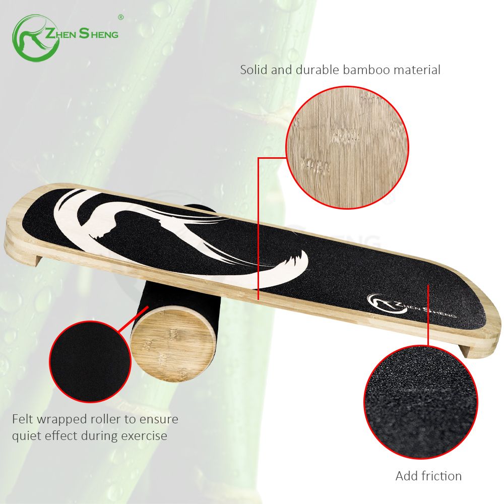 Wooden Rectangle Professional Wobble Roller Trainer Surf Balance Board 1.0