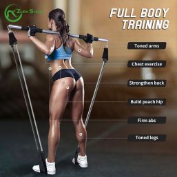 Resistance Band Tube Fitness Exercise Multifunction Pilates Stick Bar